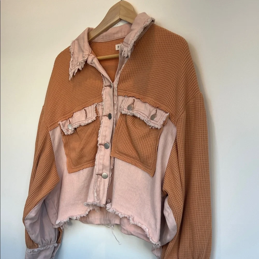POL Textured Pink Distressed Jacket size Medium - Picture 6 of 6
